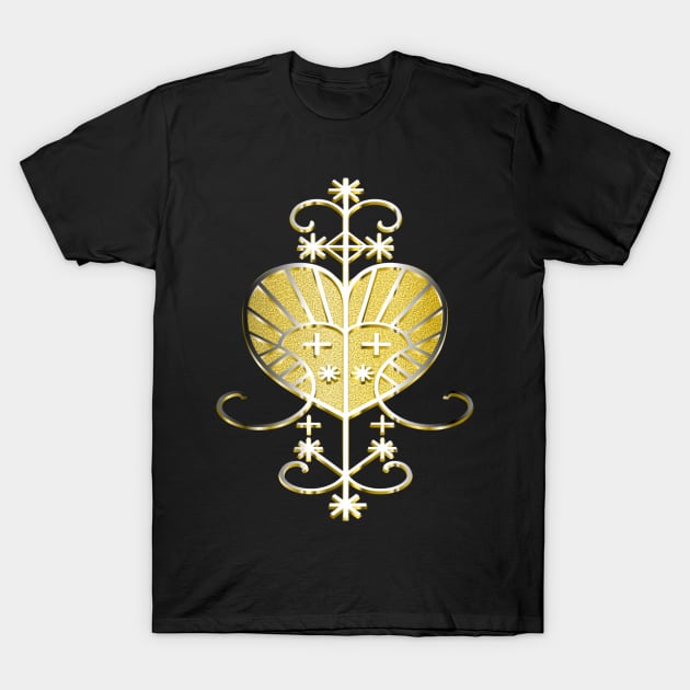 Erzulie Voodoo Veve - Yellow-Gold Fill T-Shirt by geodesyn